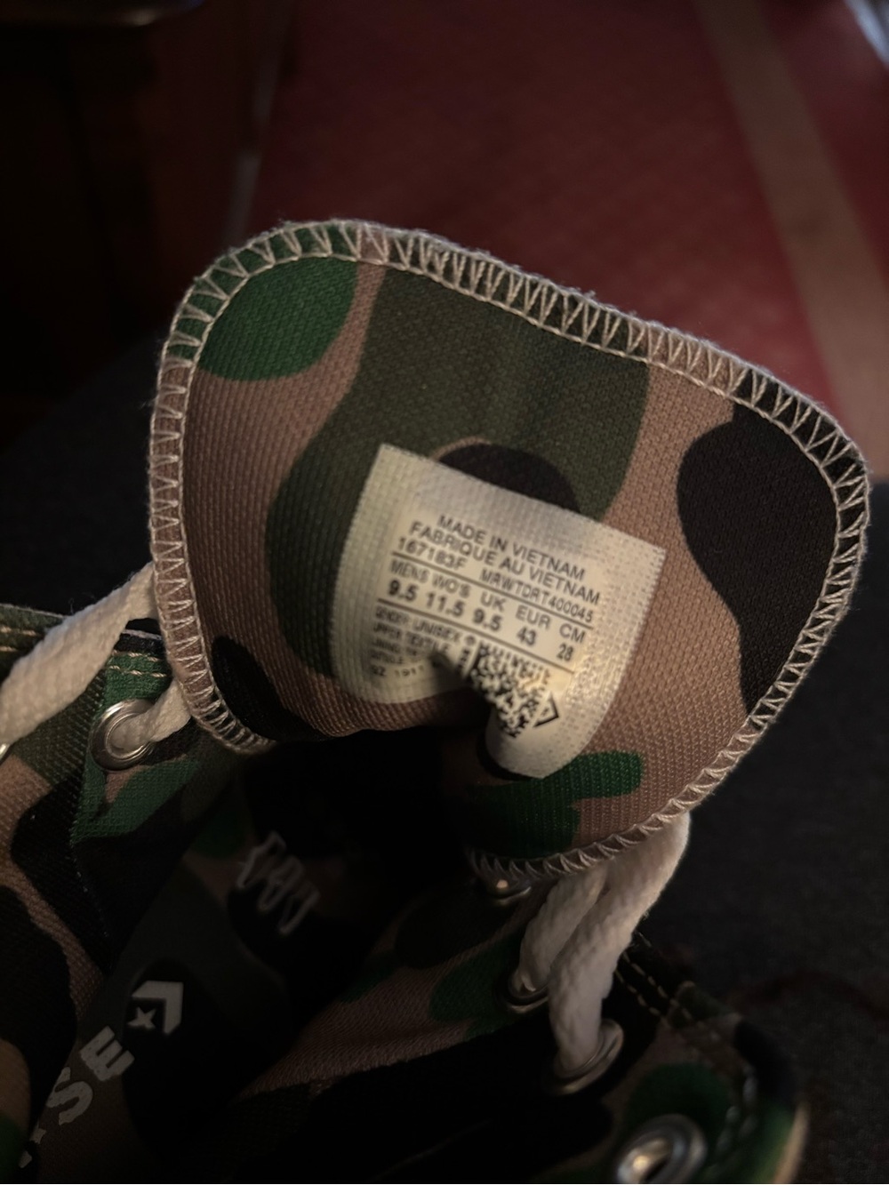 Men’s High-Top Canvas Sneakers in Tan with Green Camo Lining - Picture 5 of 9